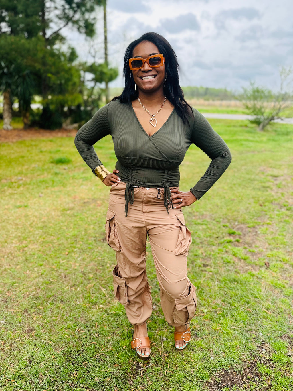 Olive Ribbed Longsleeve Top