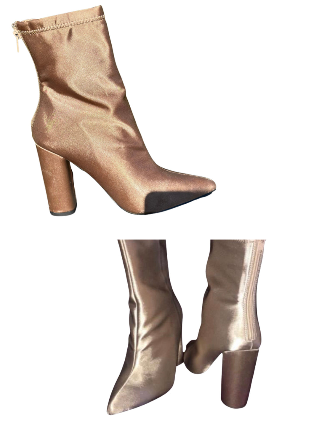 Satin heel boots