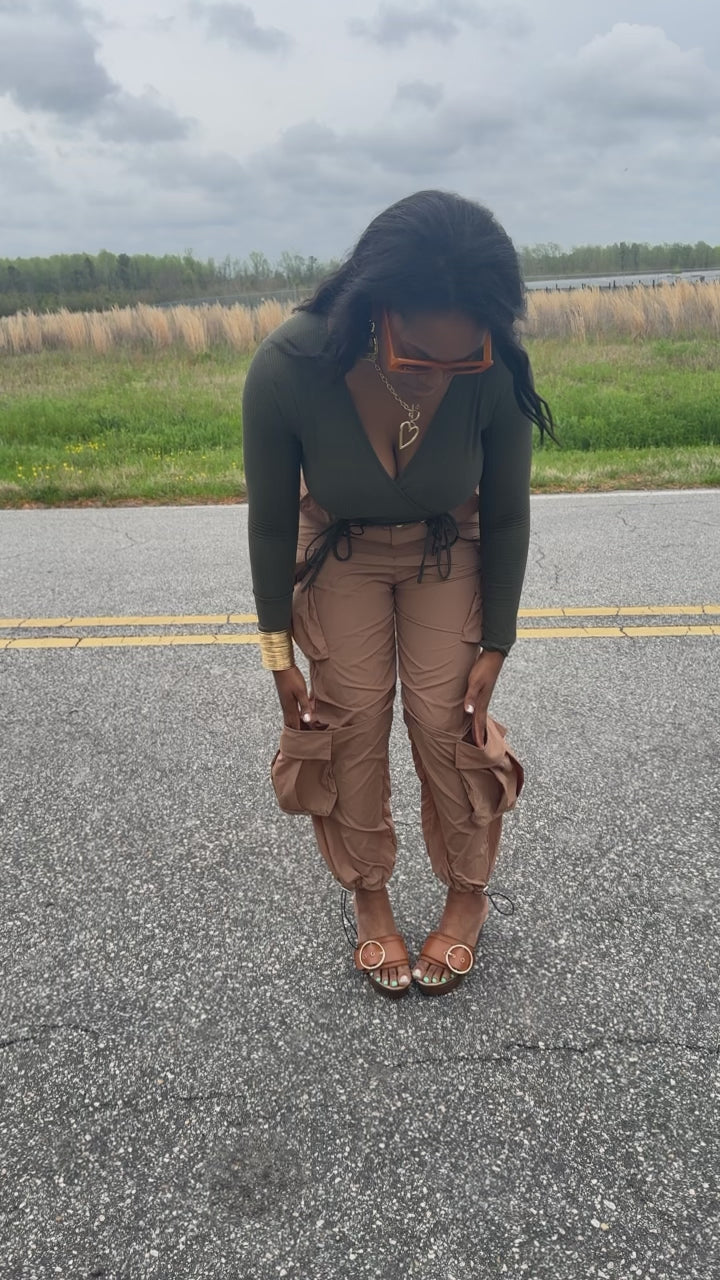 Olive Ribbed Longsleeve Top